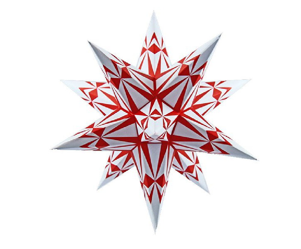 Adventsstern Weiß-rote Ornamente