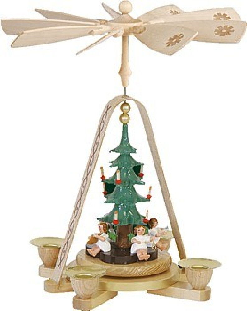 Weihnachtspyramide Engel mit Christbaum