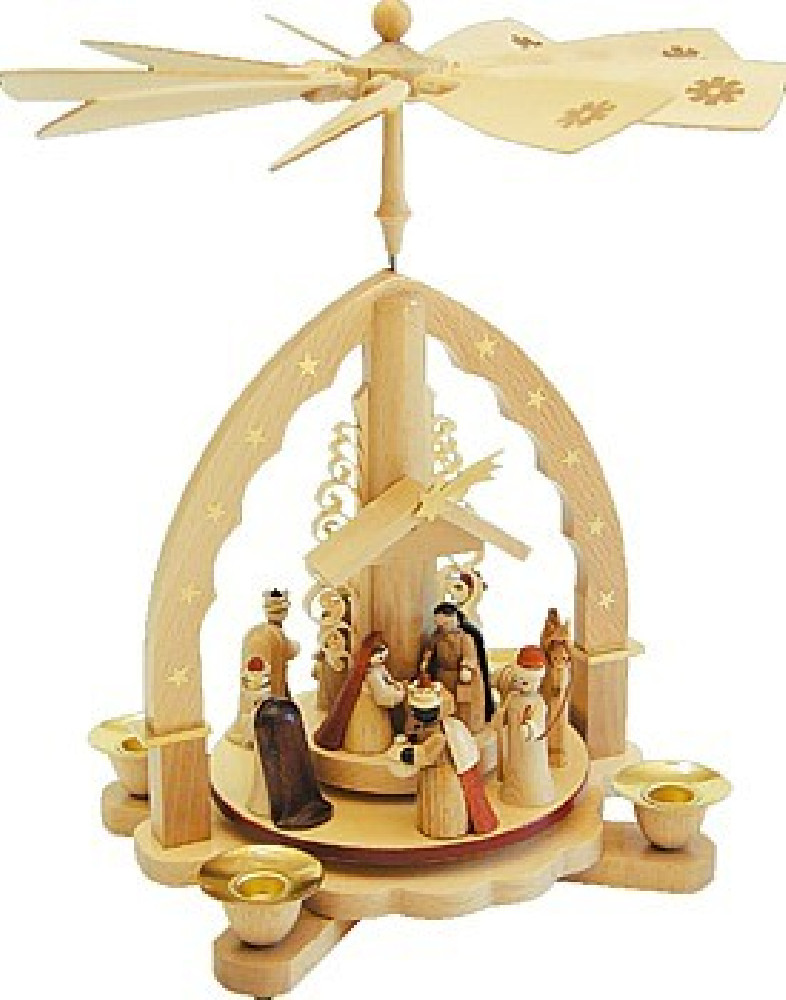 Weihnachtspyramide Christi Geburt, helles Gehäuse