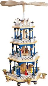 Weihnachtspyramide Christi Geburt, 3-stöckig, blau Weihnachtspyramide Christi Geburt, 3-stöckig, blau