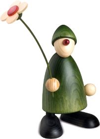 Gratulant Phillip stehend mit Blume - groß, grün
