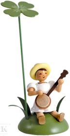 Blumenkind mit Klee und Banjo, sitzend, farbig