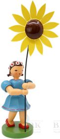 Blumenkind mit Sonnenblume, farbig - 35 cm