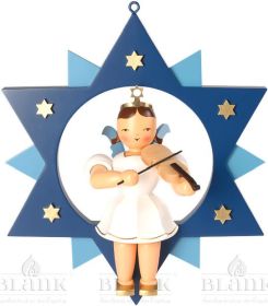 Engel im Stern, farbig - mit Violine, 30 cm