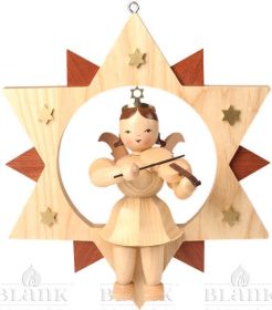 Engel im Stern, natur - mit Violine, 30 cm