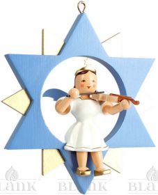 Engel im Stern, farbig - mit Violine