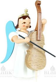 Langrockengel mit Violoncello , sitzend - farbig