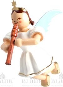 Schwebeengel mit Blockflöte, farbig