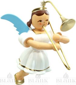 Schwebeengel mit Zugposaune, farbig