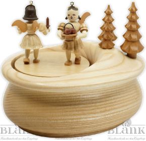 Spieldose mit 2 Gabenbringern, oval, natur