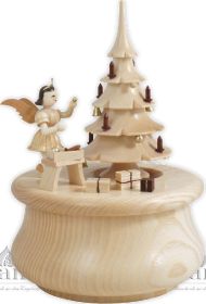 Spieldose Weihnachtstraum mit Baum und Kurzrockengel, natur
