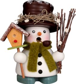 Räuchermann Schneemann mit Vogelhaus Räuchermann Schneemann mit Vogelhaus