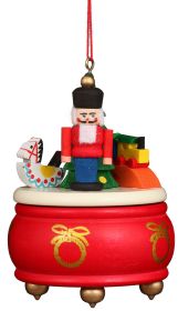 Baumbehang Spieldose rot mit Nussknacker