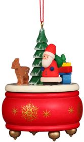 Baumbehang Spieldose rot mit Weihnachtsmann