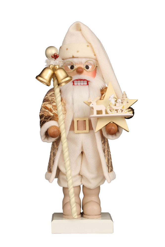 Nußknacker Weihnachtsmann weiß/gold