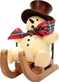 Räuchermann Schneemann auf Schlitten natur Räuchermann Schneemann auf Schlitten natur
