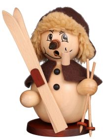 Räuchermann Schneemann Skifahrer natur