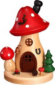 Räucherfigur Pilzhäusel Waldserie Fliegenpilz, geschwungen, flach Räucherfigur Pilzhäusel Waldserie Fliegenpilz, geschwungen, flach