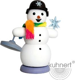Räuchermann Schneemann mit Eisstock Räuchermann Schneemann mit Eisstock