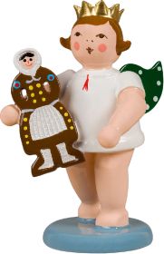 Engel mit Olbernhauer Marktfigur - Pfefferkuchenfrau, mit Krone