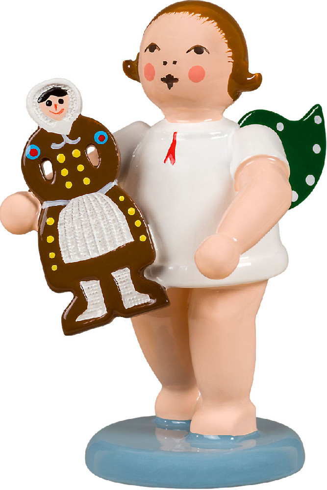 Engel mit Olbernhauer Marktfigur - Pfefferkuchenfrau, ohne Krone