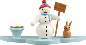 Kerzenhalter - Schneemann mit Hase