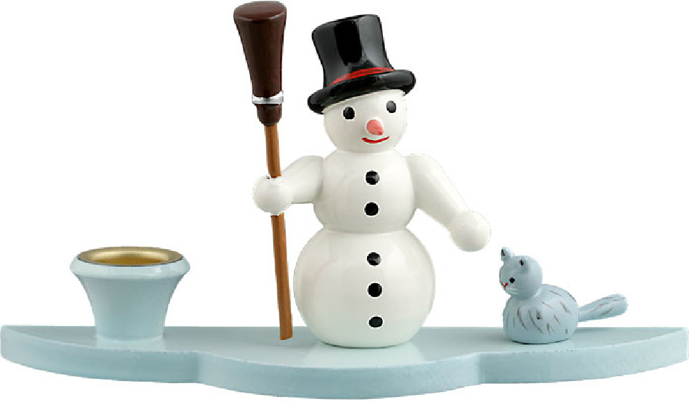 Kerzenhalter - Schneemann mit Katze