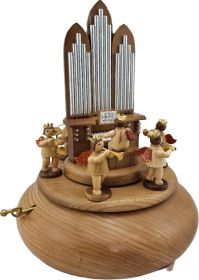 Spieldose - Orgel mit Engel / 6 Bläser / natur