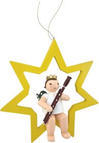 großer Engel im Stern mit Fagott - hängend, mit Krone