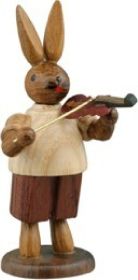Hasenmusikant mit Geige / natur