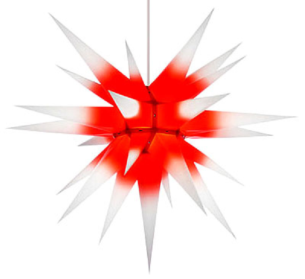 Herrnhuter Adventsstern I7, weiß mit rotem Kern - 70 cm