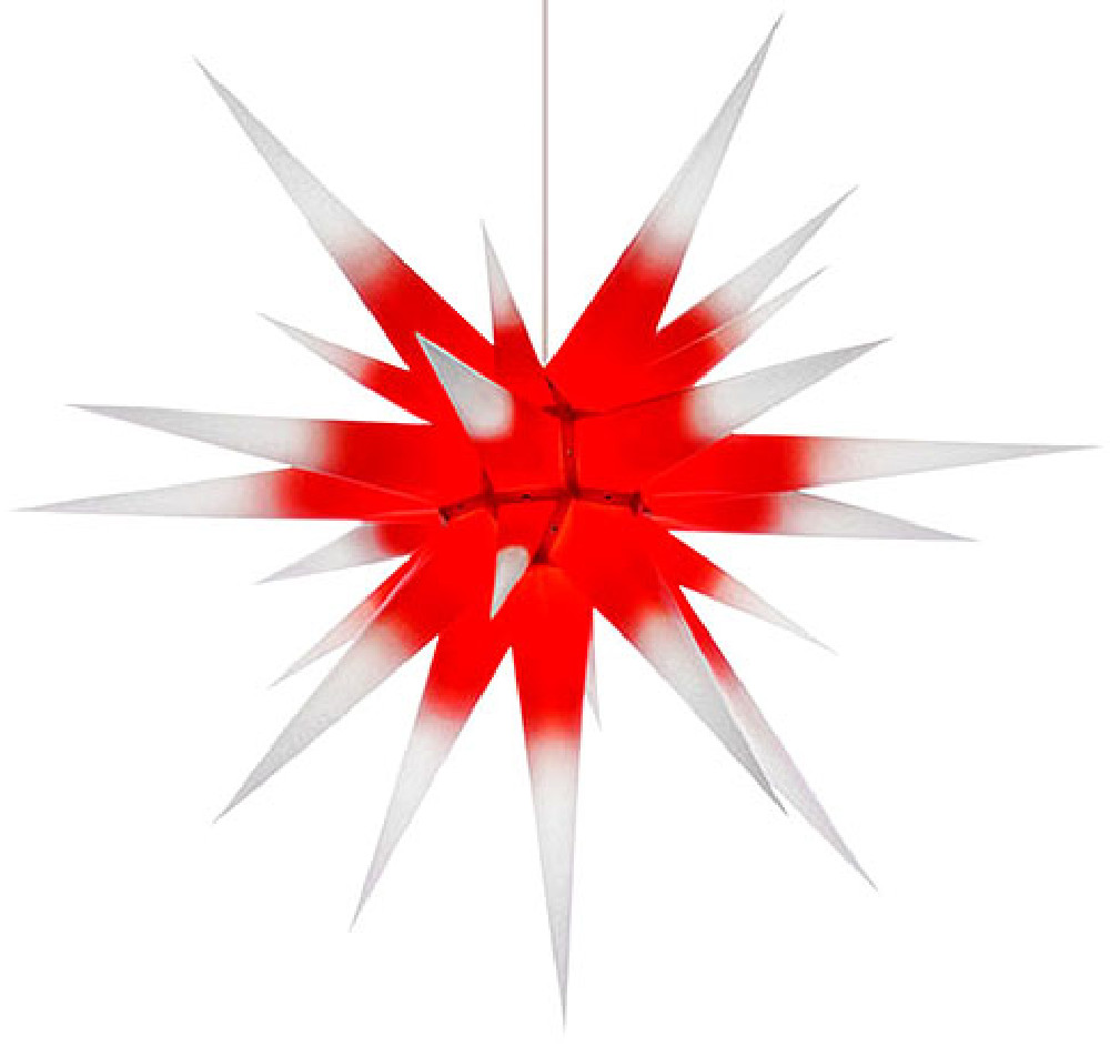 Herrnhuter Adventsstern I8, weiß mit rotem Kern - 80 cm