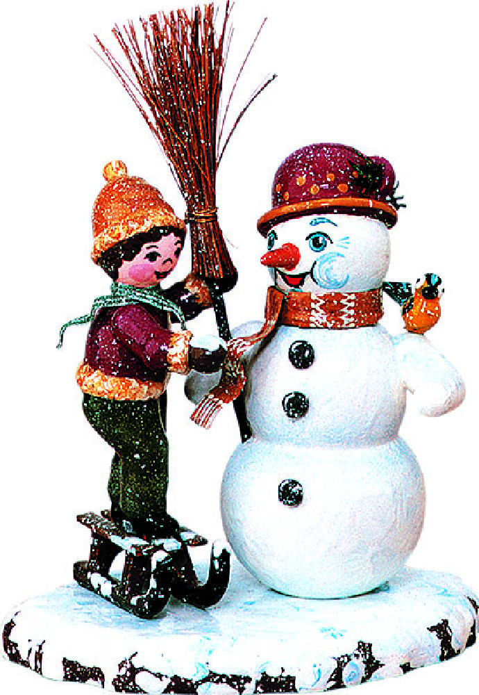 Winterkinder - Junge mit Schneemann
