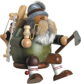 großer Kantenhocker-Räuchermann Holzfäller großer Kantenhocker-Räuchermann Holzfäller