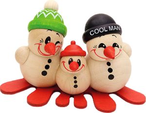 Holzfigur Cool Man - Family auf Ski