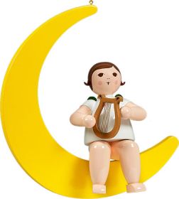 großer Engel auf Mond mit Harfe - hängend, ohne Krone großer Engel auf Mond mit Harfe - hängend, ohne Krone