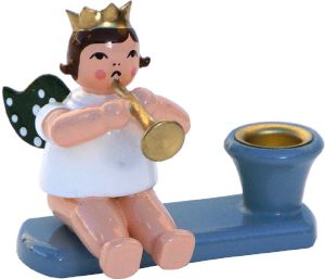 Kerzenhalter Engel mit Trompete, sitzend