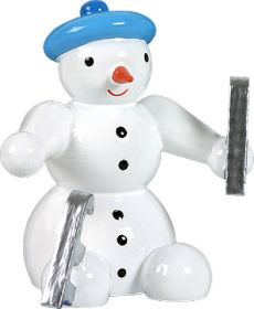 Schneemann, sitzend - mit Schlittschuh