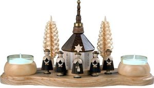 Kerzenhalter Seiffener Kirche und Kurrende Teelichter Kerzenhalter Seiffener Kirche und Kurrende Teelichter