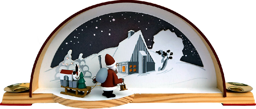 Kolbe Schwibbogen Waldhaus mit Weihnachtsmann