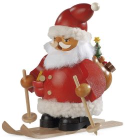Räuchermann Weihnachtsmann auf Skier, klein