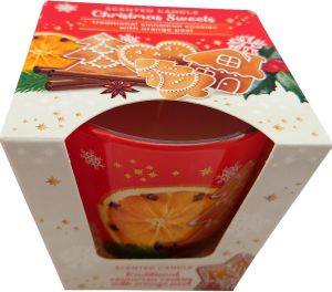 Duftkerze im Glas, Christmas Sweets - traditional cinnamon cookies with orange peel Duftkerze im Glas, Christmas Sweets - traditional cinnamon cookies with orange peel