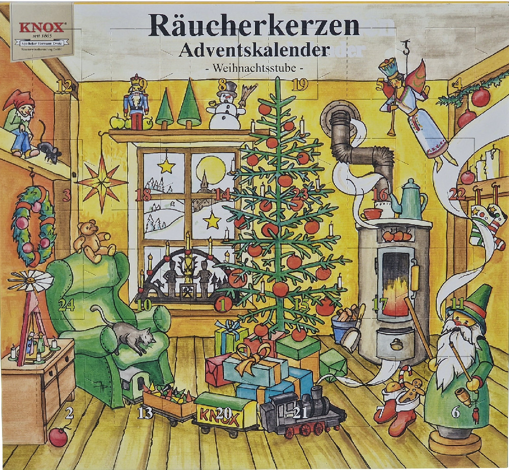Räucherkerzen-Adventskalender 2023 - Motiv Weihnachtsstube