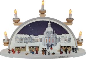 Schwibbogen Frauenkirche mit Striezelmarkt um 1900 Schwibbogen Frauenkirche mit Striezelmarkt um 1900