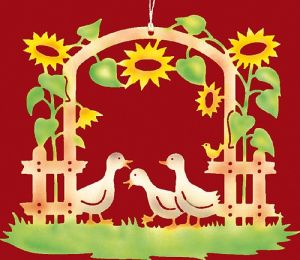 Fensterbild farbig Entenfamilie