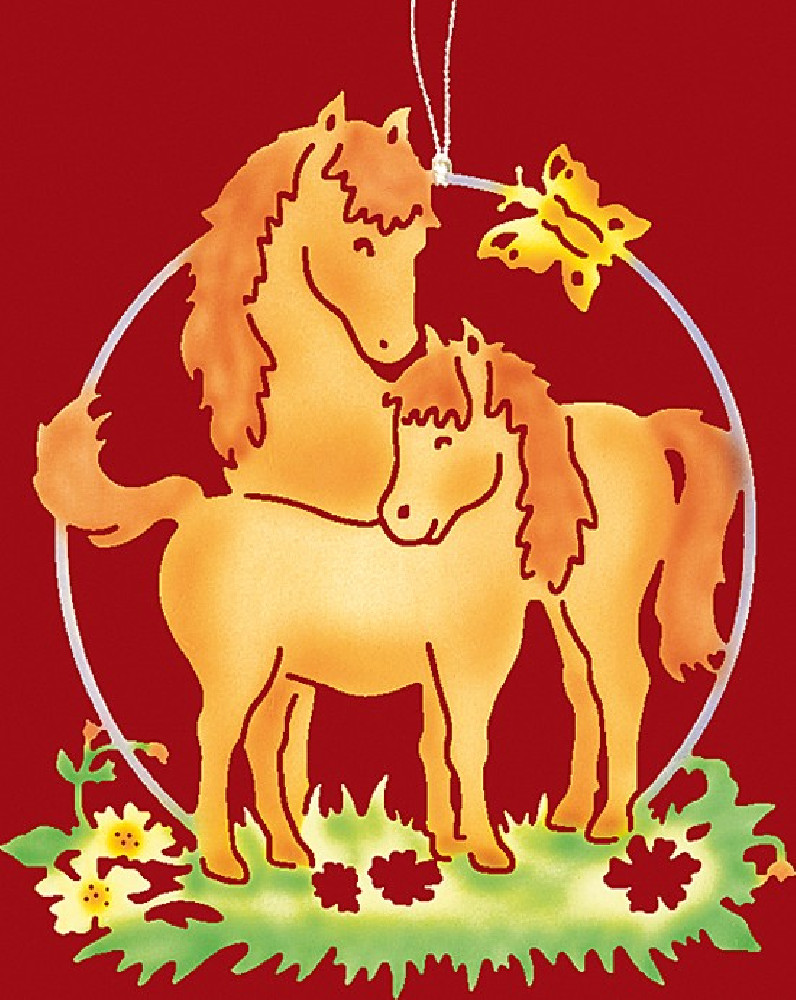 Fensterbild farbig Pferde