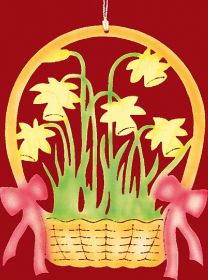 Fensterbild Ostern Narzissenkorb - farbig