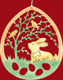 Fensterbild Ostern Hase unter Weidenzweig - farbig