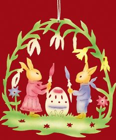 Fensterbild Ostern Hasenmaler - farbig