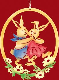 Fensterbild Ostern Hasentanz - farbig